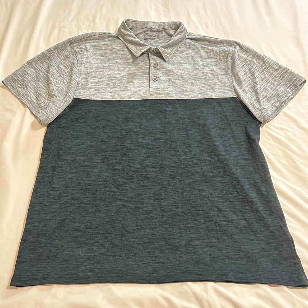 Old Navy Active Go-Dry Mens XL Polo Shirt Colorblock Grey Black Performance Golf